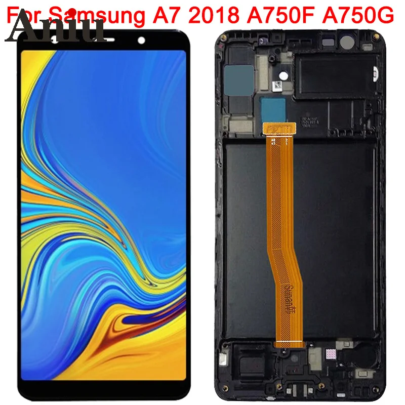 

6.0" Super Amoled For Samsung Galaxy A7 2018 A750F Display With Frame SM-A750FN A750F/DS A750G LCD Touch Screen Parts Assembly