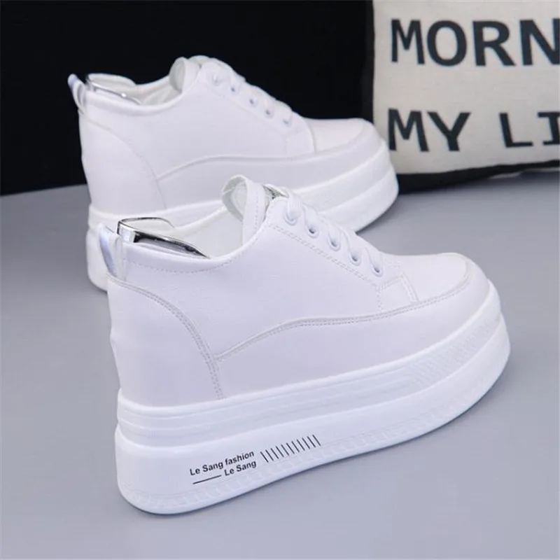 YeddaMavis Black Women's High Heels Shoes 10CM Thick Base Women Sneakers New Autumn Winter Fashion Casual Shoes White Size 34-40