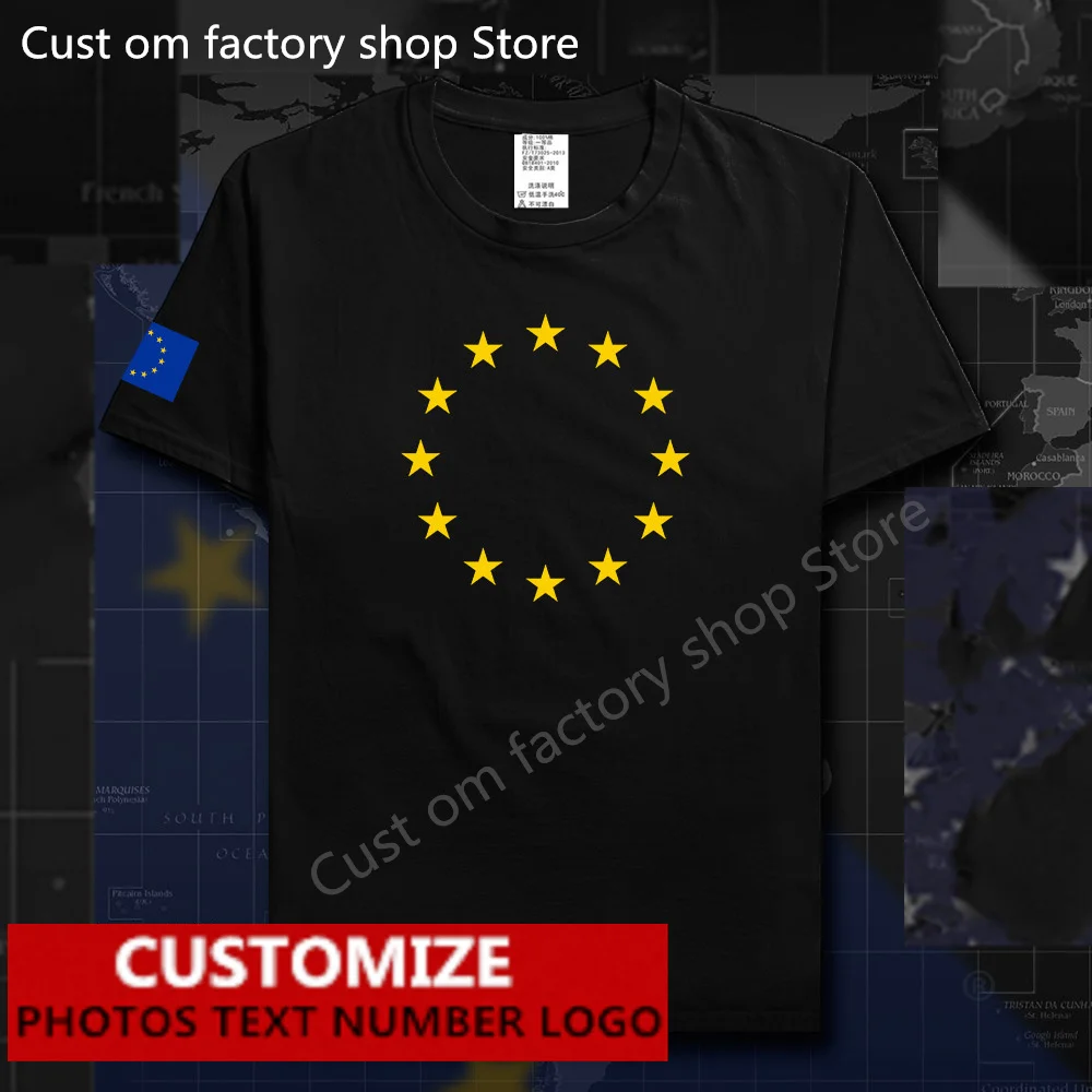 

European Union United in Diversity EU EUR men t shirt Free Custom Jersey DIY Name Number LOGO 100% Cotton T-shirts