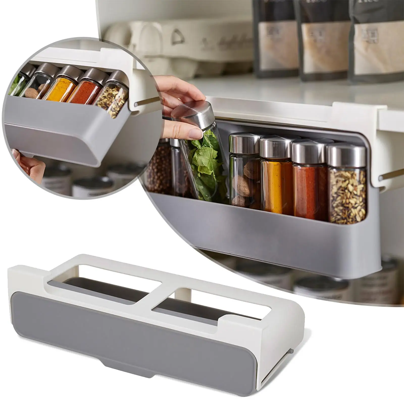 

Spice jar storage rack kitchen sauce jar condiment box hanging condiment jar rack household free punching