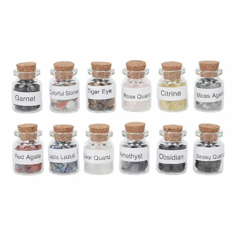 

Crystal Stone Chip Set Healing Stones Wishing Bottles Mini for Chakra for Reiki