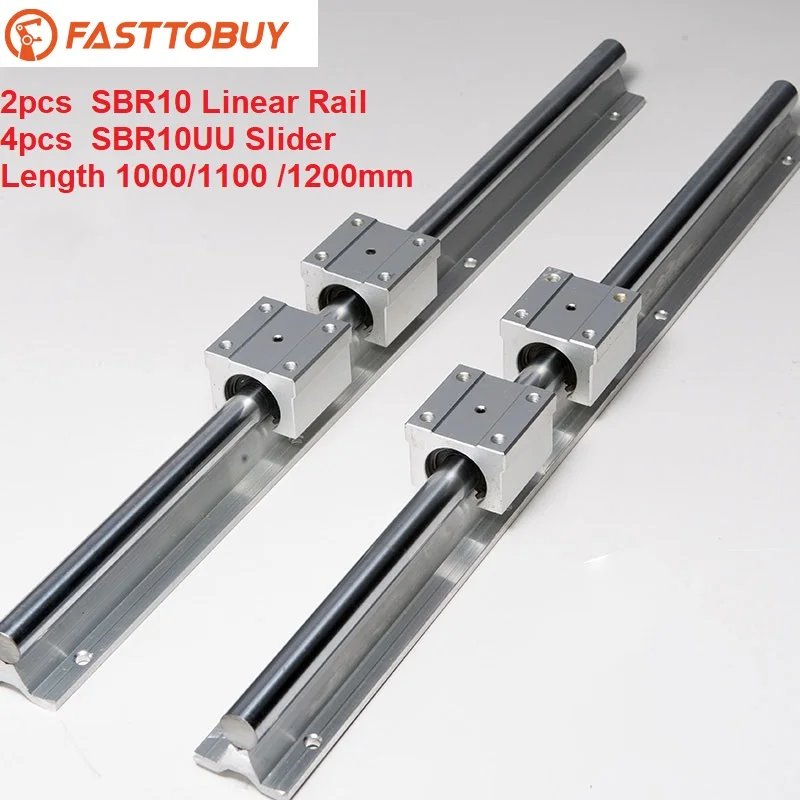 

2 Pcs SBR10 Linear Guide Rail of Length 1000/1100/1200mm with 2pcs Cylindrical Guide and 4pcs Slider for CNC Wide Application