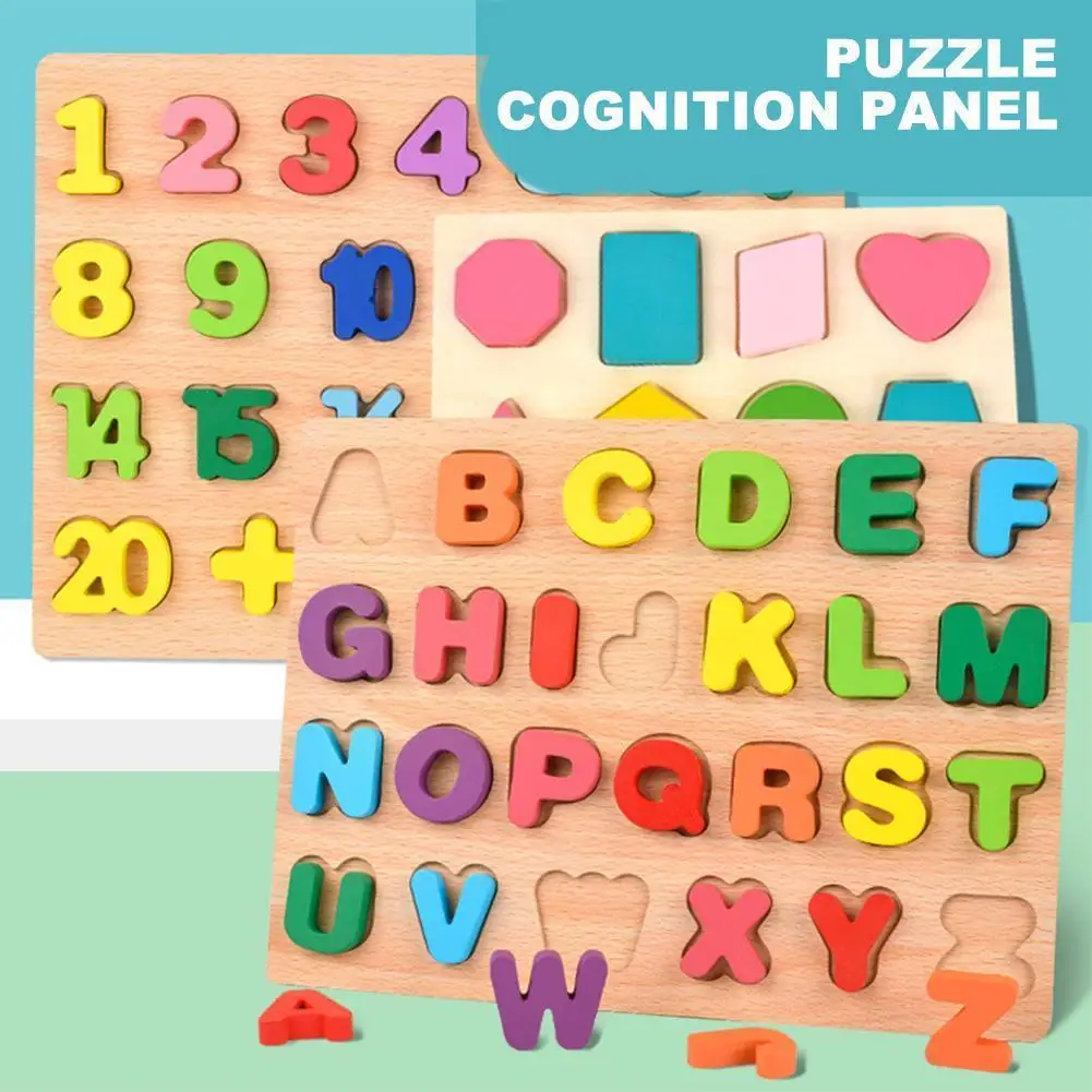 

Wooden Puzzle Alphabet Number Shape Matching Board Baby Early Learning 3d Puzzle Preschool Educational Toys For Children Ki W7x8