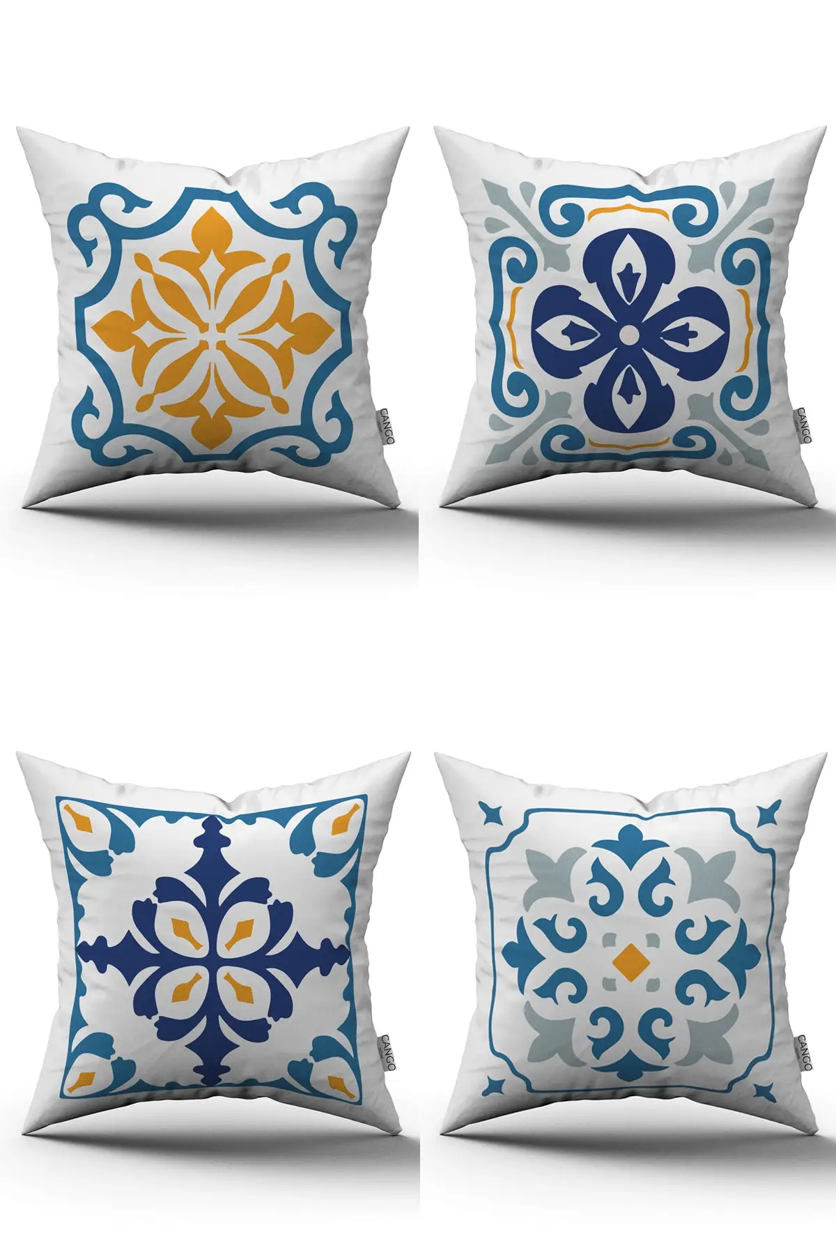 Белый синий современный в этническом стиле с рисунком кафельной плитки цифровым