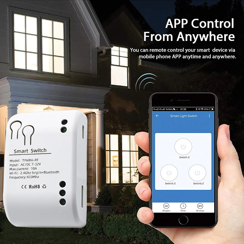 New Doodle Tuya Smart Home Wifi Switch Single Circuit Relay Module Pointing Self-locking Interlocking Remote Control enlarge