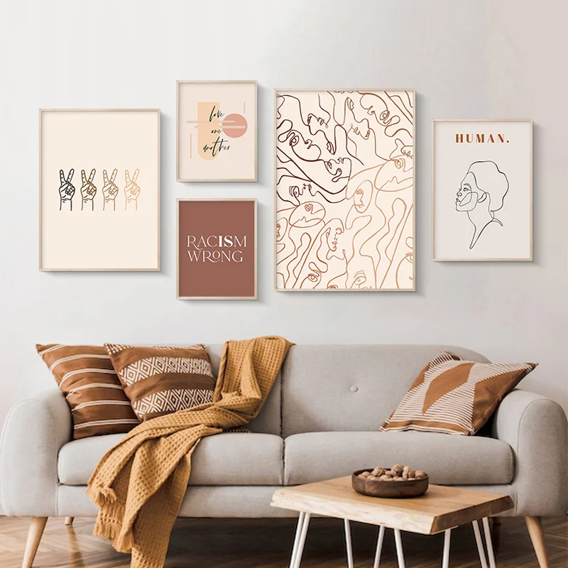 

Simple Nordic Minimalist Morandi Color Abstract Line Drawing Character Wall Art Canvas Painting Posters Living Room Home Decor