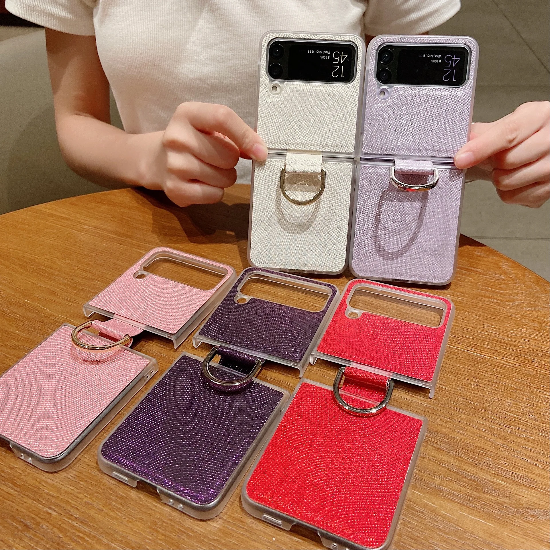 

Galaxy Z Flip4 Phone Case with Ring Lightweight Anti-Scratch Flip Case Mobile Phone Accessories