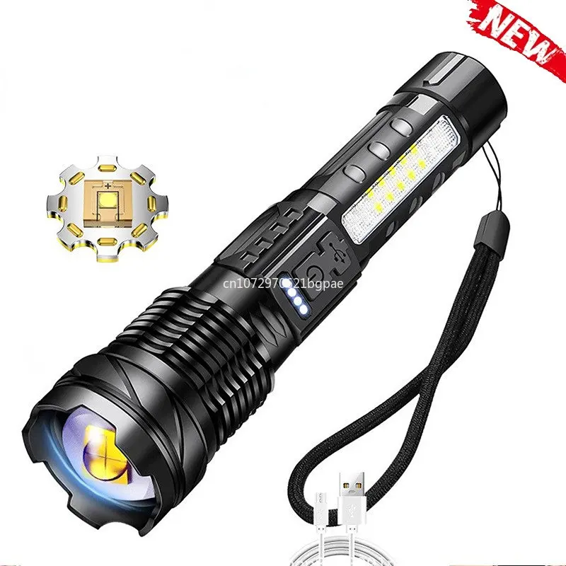 Outdoor LED Flashlight USB Rechargeable High Power Tactical Lantern Long Shot Camping Flashlight Lighting Equipment