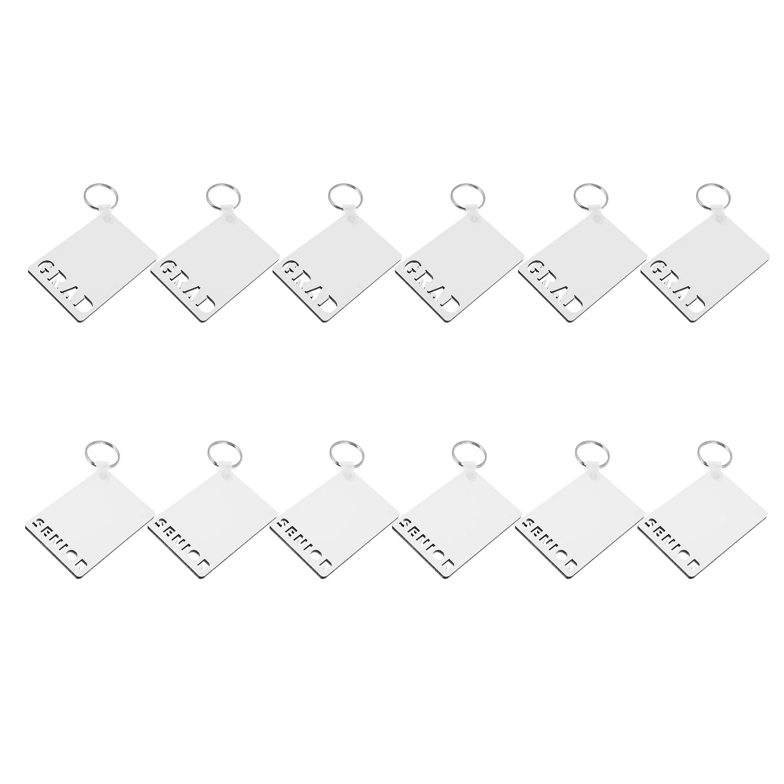 

12 Pcs Graduation Sublimation Blanks Couple Gifts Holder Acrylic MDF Stamping Keychian Heat Transfer Ring Keychains