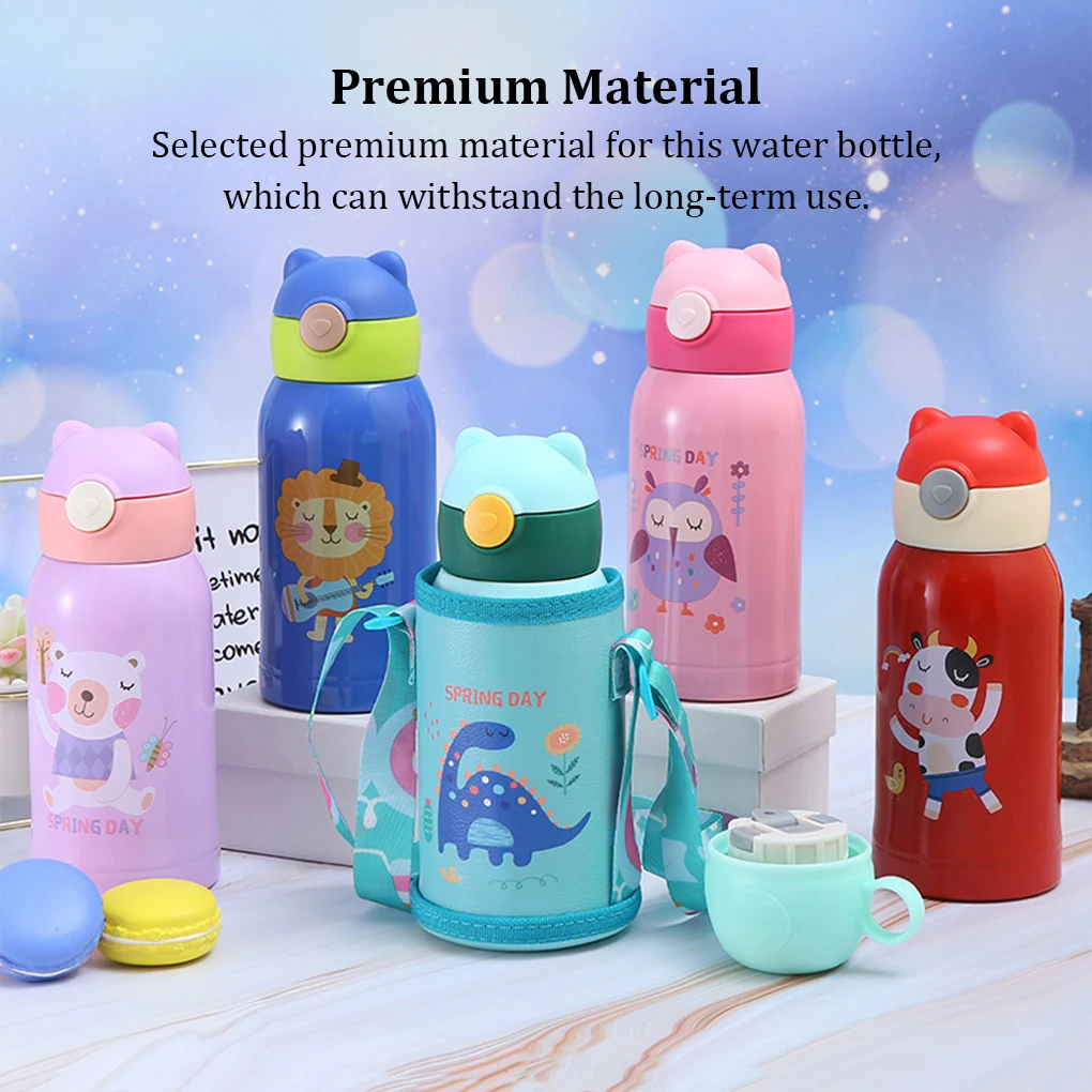 

500ML Vacuum Flask Insulation Stainless Steel Thermal Bottles Travel Drinking Container with Sleeve Dinosaur Child Water Bottle