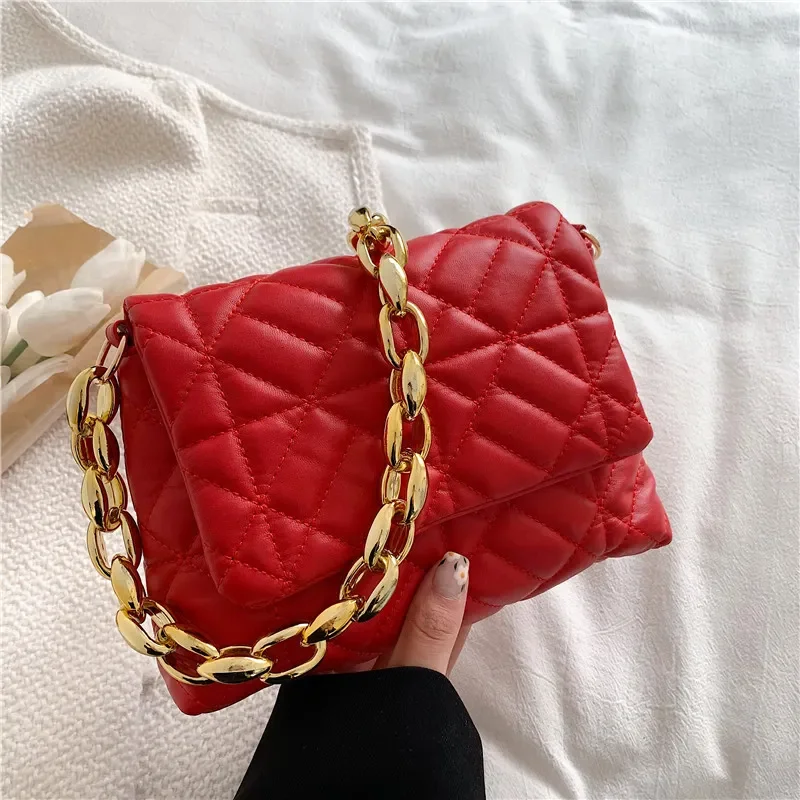

Rhombus Chain Small Women's Bag New Fashion Trendy Texture Single Shoulder Bag Simple Western Style Messenger Small Square Bag