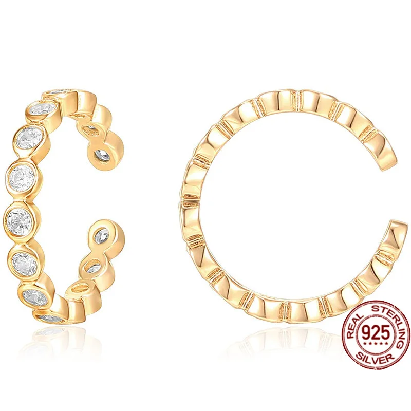 

Silver Simple Full Drill Clip Earrings Cshaped Semicircular Earrings Pierced Earrings Women Accessories