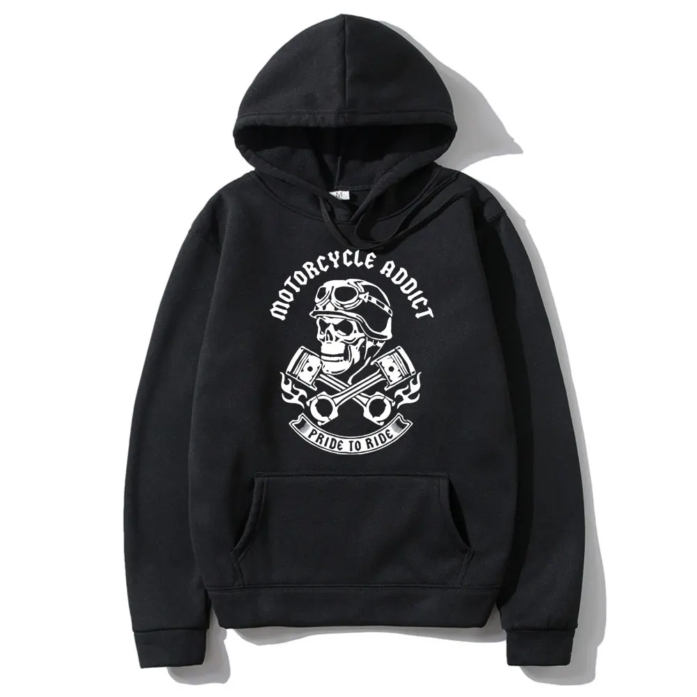 

New Motorcycle Addict Piston Skull Print Hoodie Men Women Fashion Loose Sweatshirt Men's Oversized Clothes Male Harajuku Hoodies