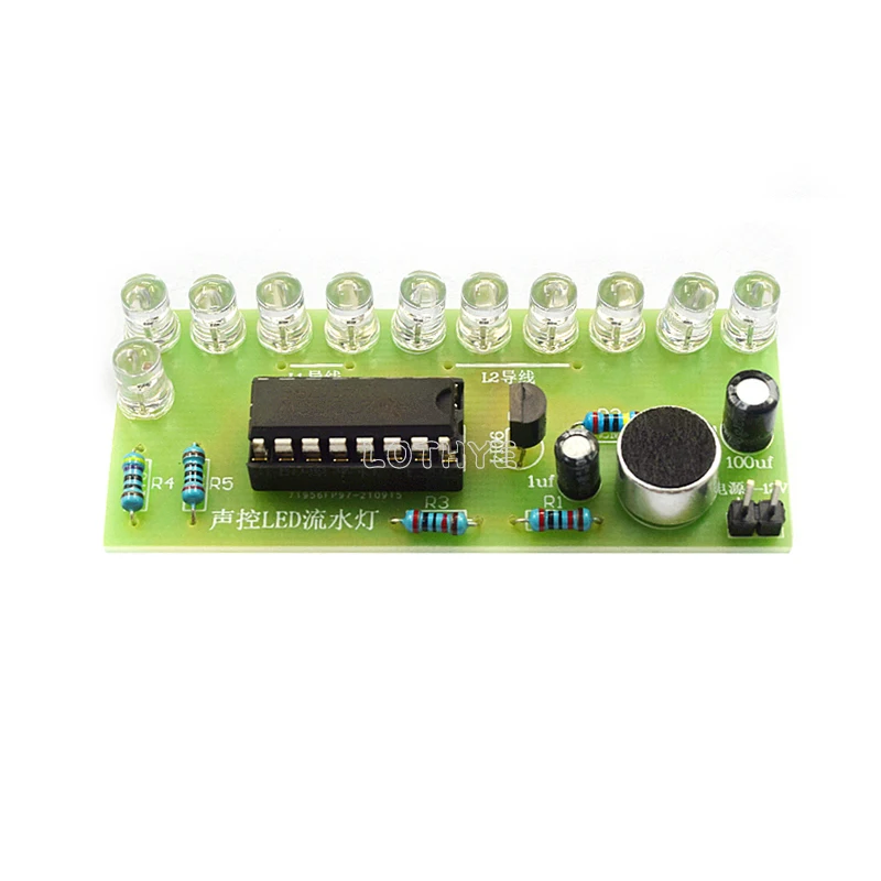 CD4017 Комплект светодиодного водяного света с голосовым управлением Цветной свет
