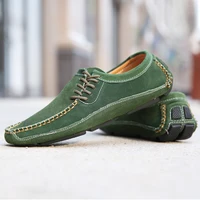 Men's Cow Suede Fashion Casual Shoes Male Genuine Leather Handsewn Trendy Loafer Moccasins Breathable Comfy Soft Leisure Shoe