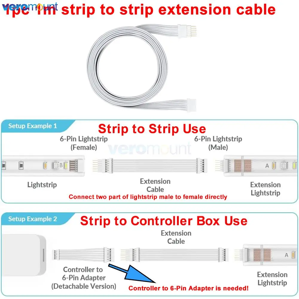 

30 см, 1 м, 2 м, 3 м, 5 м, удлинительный кабель Micro 6-контактный угловой разветвитель от 1 до 2, адаптер коробки управления для Hue Lightstrip Plus V4