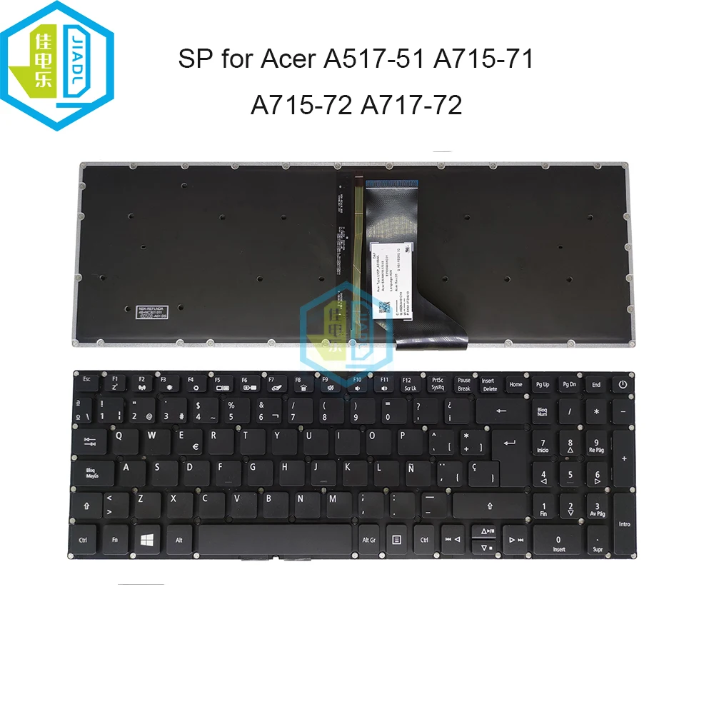 Computador Portátil Backlit Teclado Espanhol para Acer Aspire A51551 A517-51 A71572 A715-71 A715-72g A717-72 Lv5p-a80bwl Espanha Caber Latim