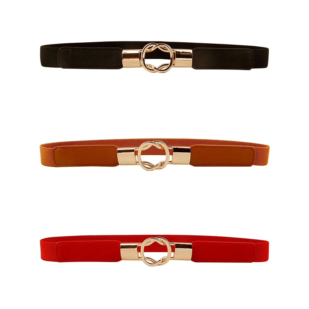 

Fashion Elastic Waist Belts Women for Dress Double Ring Buckle Ladies Belt for Shirt Black Red Women Belt Wild Waistband Ladies