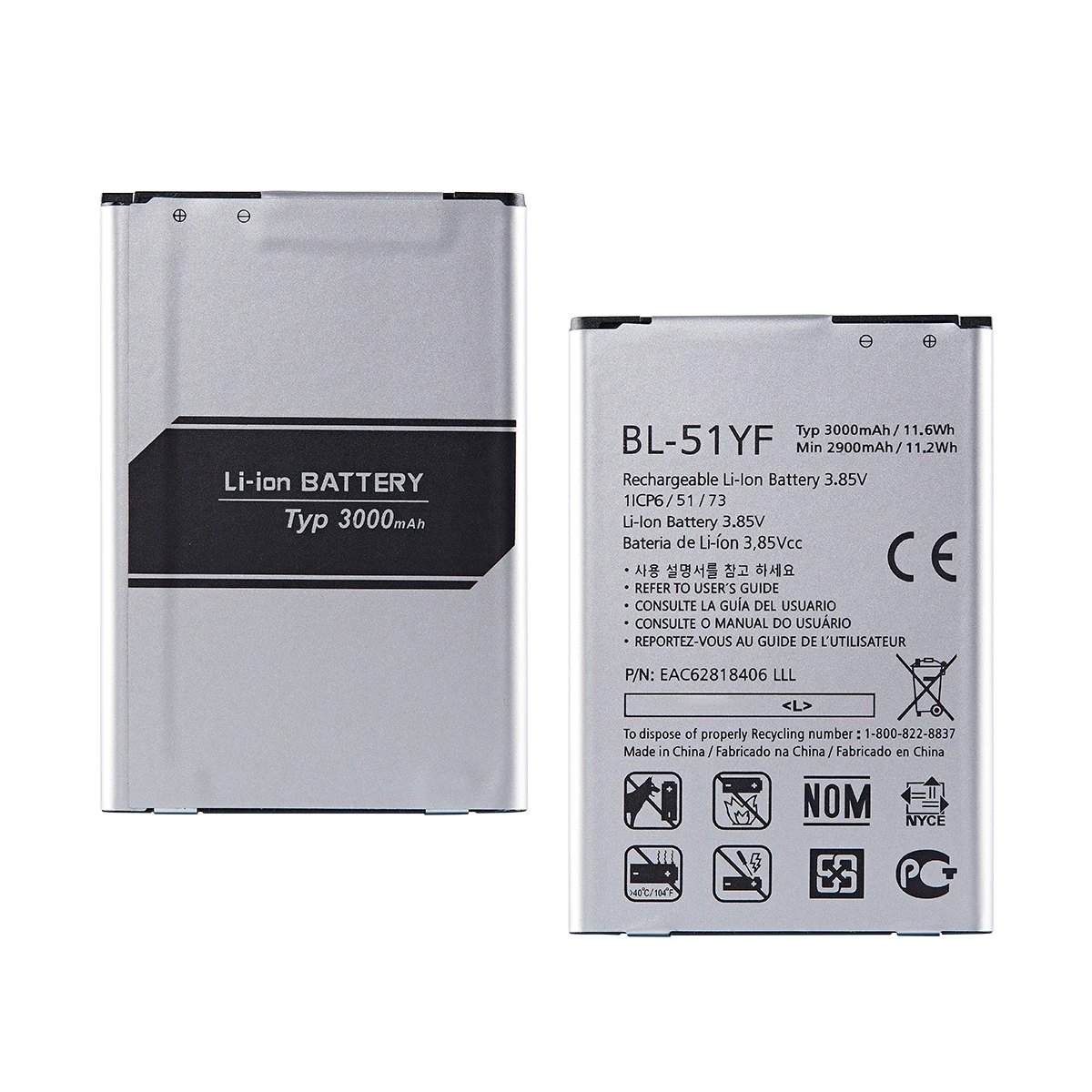 Оригинальный аккумулятор BL-51YF 3000 мАч для LG G4 H815 H811 H810 H818 H819 V32 VS986 VS999 US991 LS991 F500 G Stylo