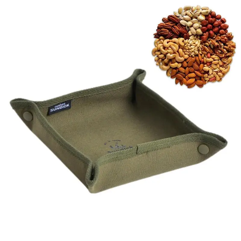 

Entryway Catchall Holder Square Foldable Waterproof Vanity Canvas Key Tray Sundries Storage For Camping Home Traveling Apartment