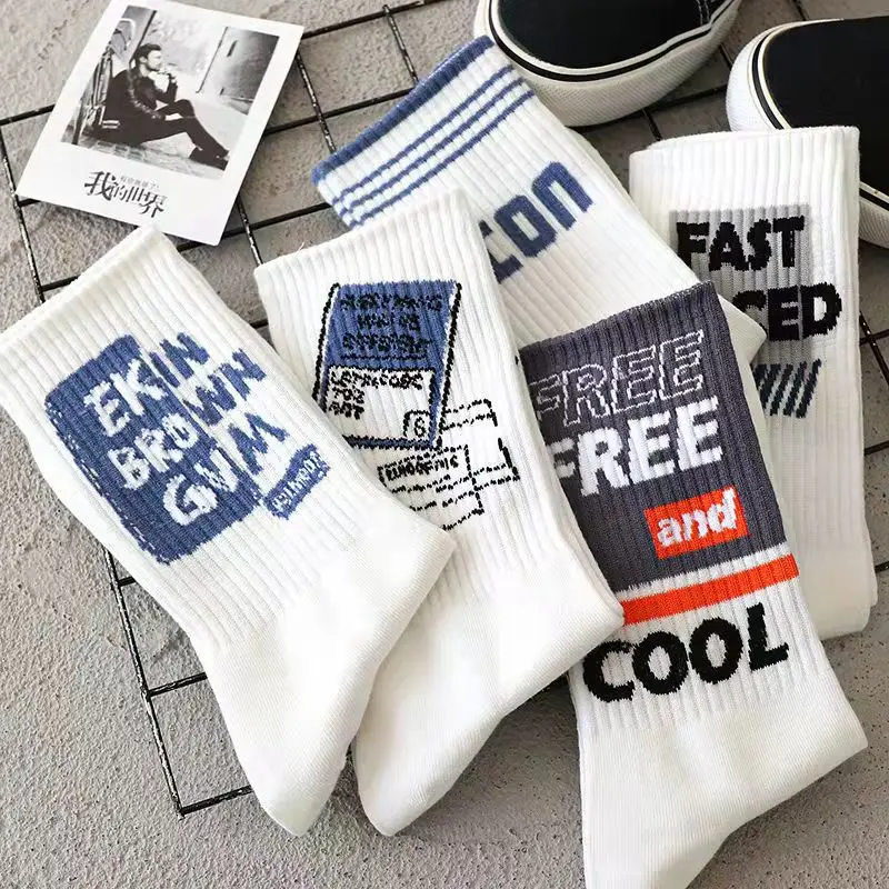 5 Pairs Cotton Socks Men Socks Set Fashion Harajuku Cartoon Socks Sports Run Stocking Funny Monster Socks Women Socks Wholesale