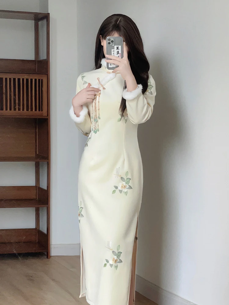 Улучшенное женское осенне-зимнее платье Young Sle 2023 новое зимнее милое утепленное