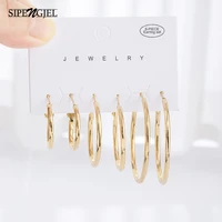 sipengjel 6 pcs fashion circle round big hoop earrings set gold color mixed circle loop earrings for women party jewelry
