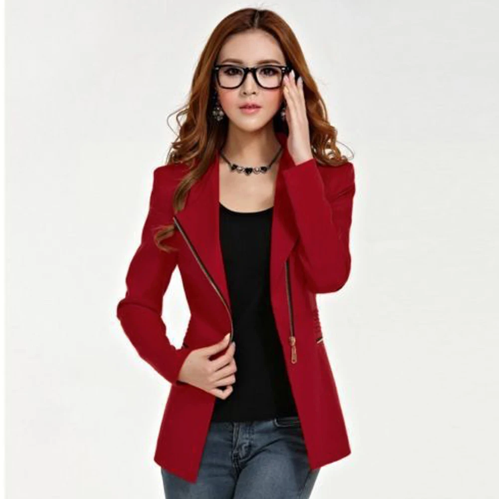 

Spring Autumn Slim Solid Long Sleeve Lapel Dating Daily Shopping Casual Business Trip Office Women Suit Coat