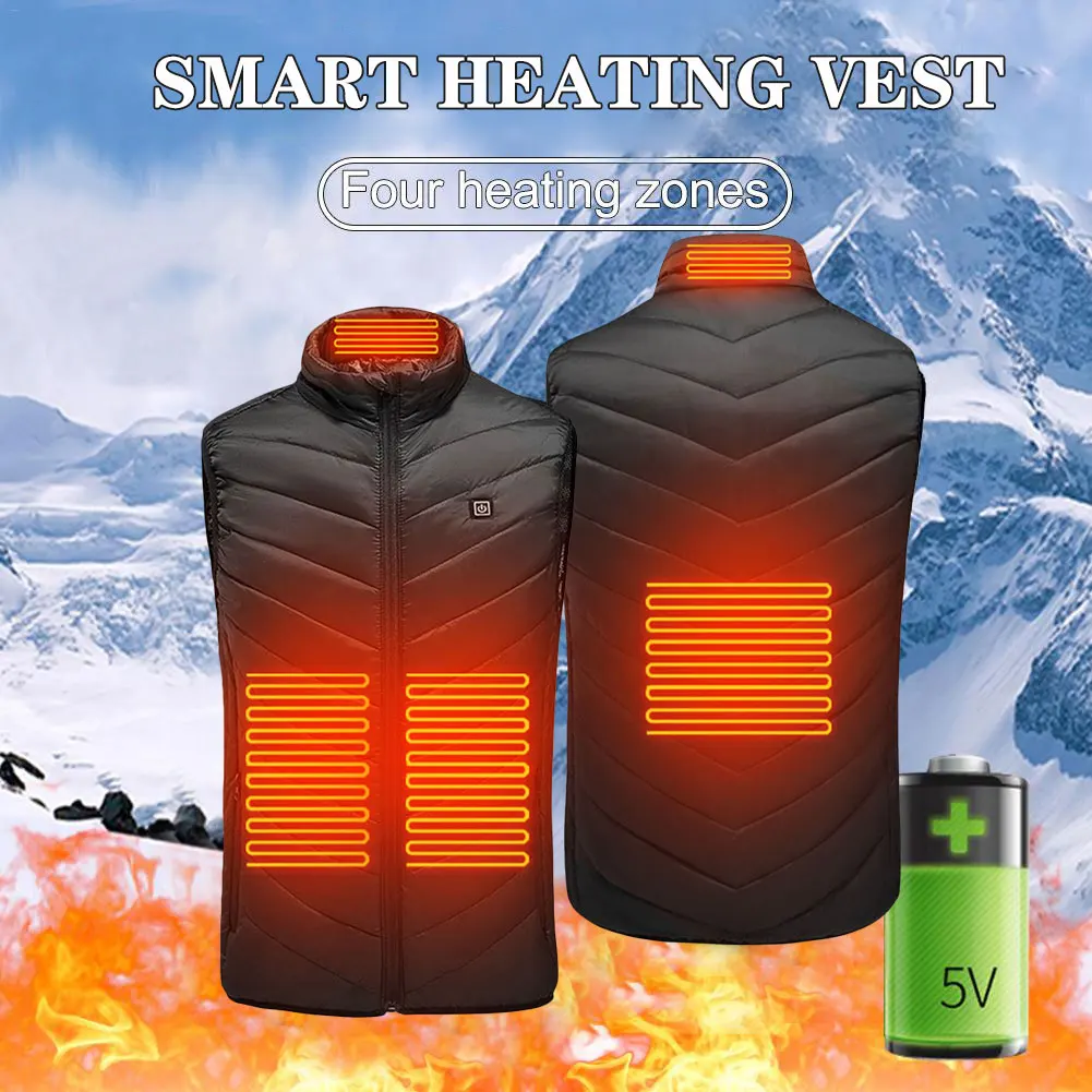 

USB Charging Heating Vest Electric Heating Jackets Winter Outdoor Warm Thermal Clothes Washable Heatable Vest For Sport Camping