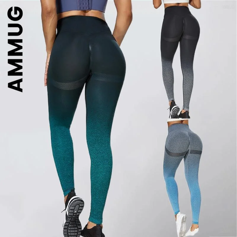 

Women Workout Fitness Pant Gradient Color Energy Legging Jogging Running Leggings Gym Tights Stretch Sportswear Yoga Pants
