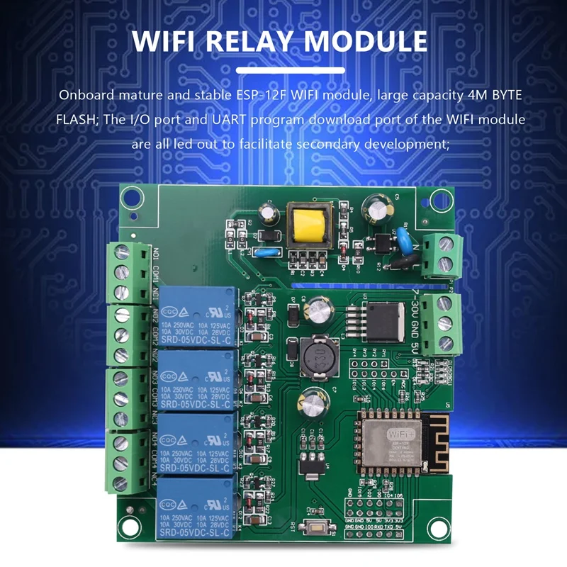 Релейный модуль ESP8266 ESP-12F WIFI 4-Канальный переключатель с задержкой для ARDUINO IDE Smart