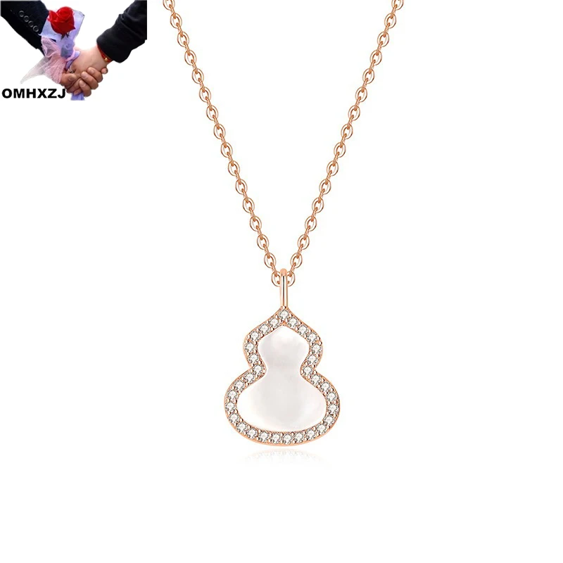 

OMHXZJ Wholesale NA703 European Fashion Woman Girl Party Birthday Wedding Gift Calabash AAA Zircon 18KT Gold Pendant Necklace