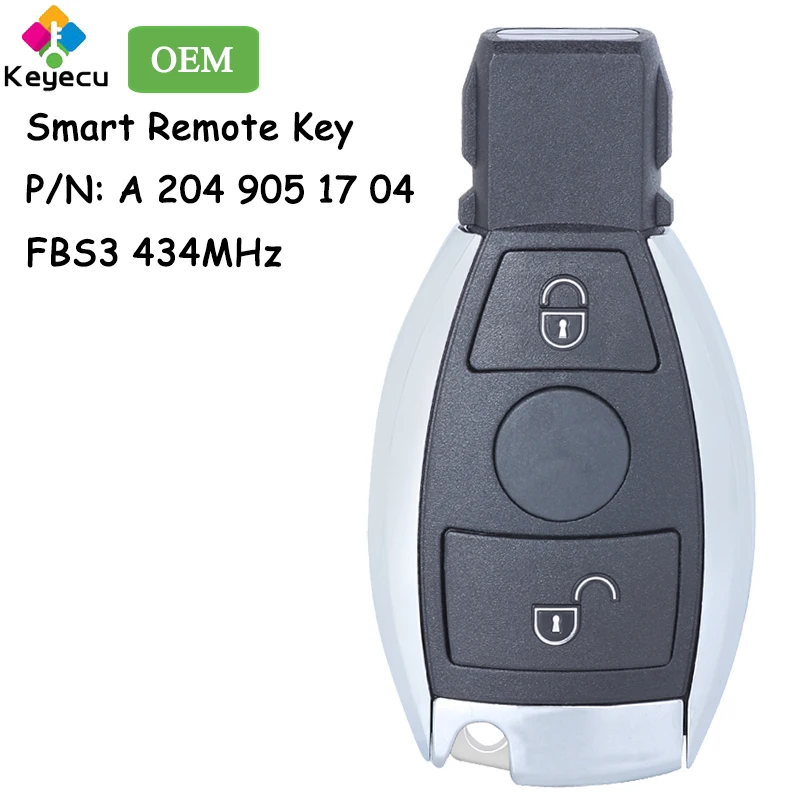 

KEYECU OEM Smart Remote Control Key With 2 Buttons 434MHz FBS3 for Mercedes Benz W204 C Class Fob A 204 905 17 04, 2008DJ4519
