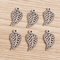 50pcs 10x19mm retro silver color alloy tree leaf charms pendants for jewelry making necklaces earrings diy crafts accessories