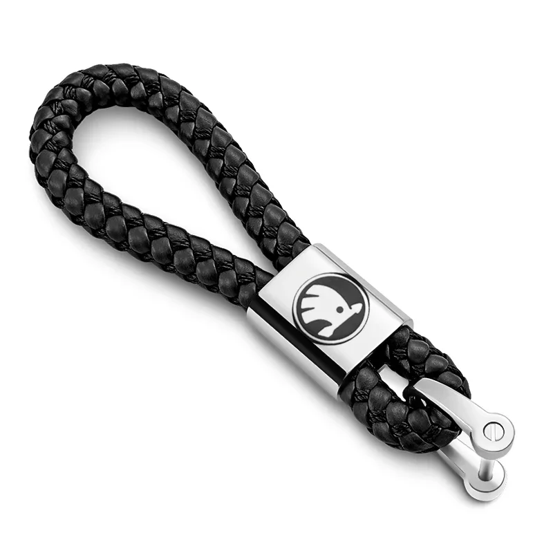 

3D металлический + плетеный веревка, автомобильный Стайлинг, брелок для ключей от автомобиля, подвеска для ключей, аксессуары для Skoda Yeti Fabia Kodiaq Rapid a5