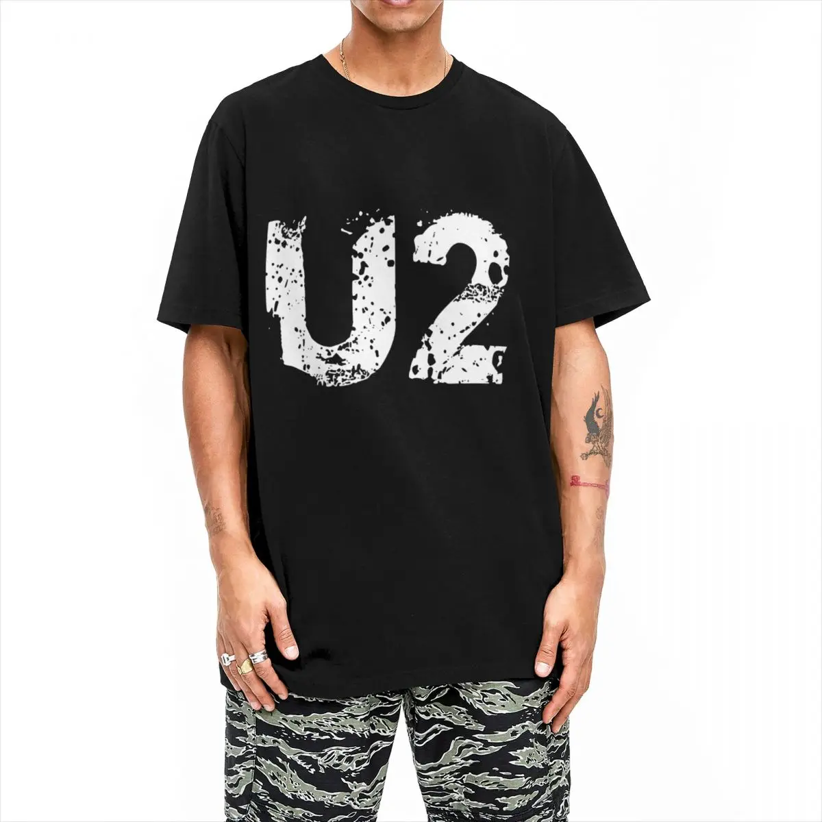 Металлическая музыкальная лента U2 Мужские хлопковые футболки с круглым вырезом