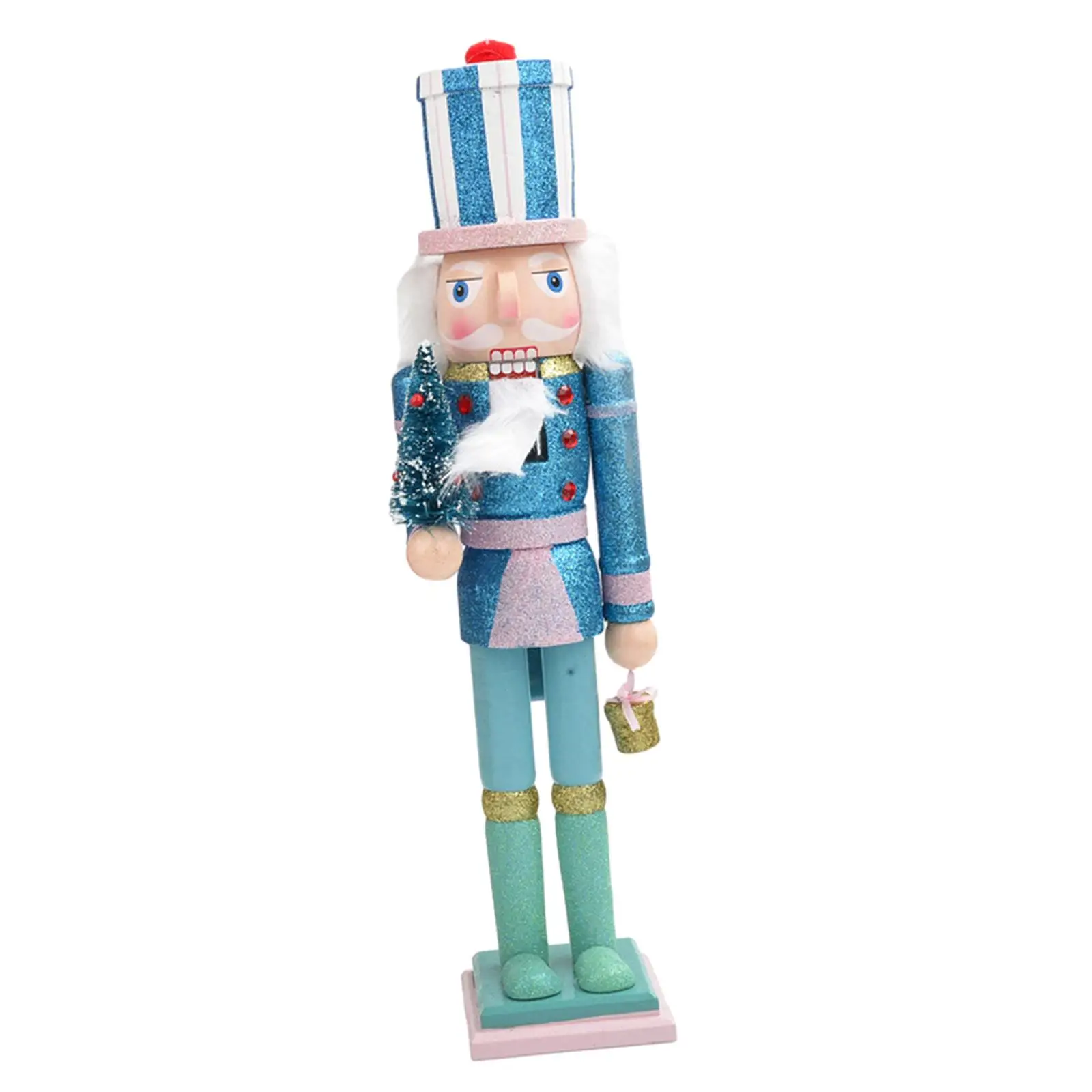 

Christmas Nutcracker Figurine Ornament 14inch Durable Stable Base Versatile Traditional Wood Doll Decoration for Christmas Party