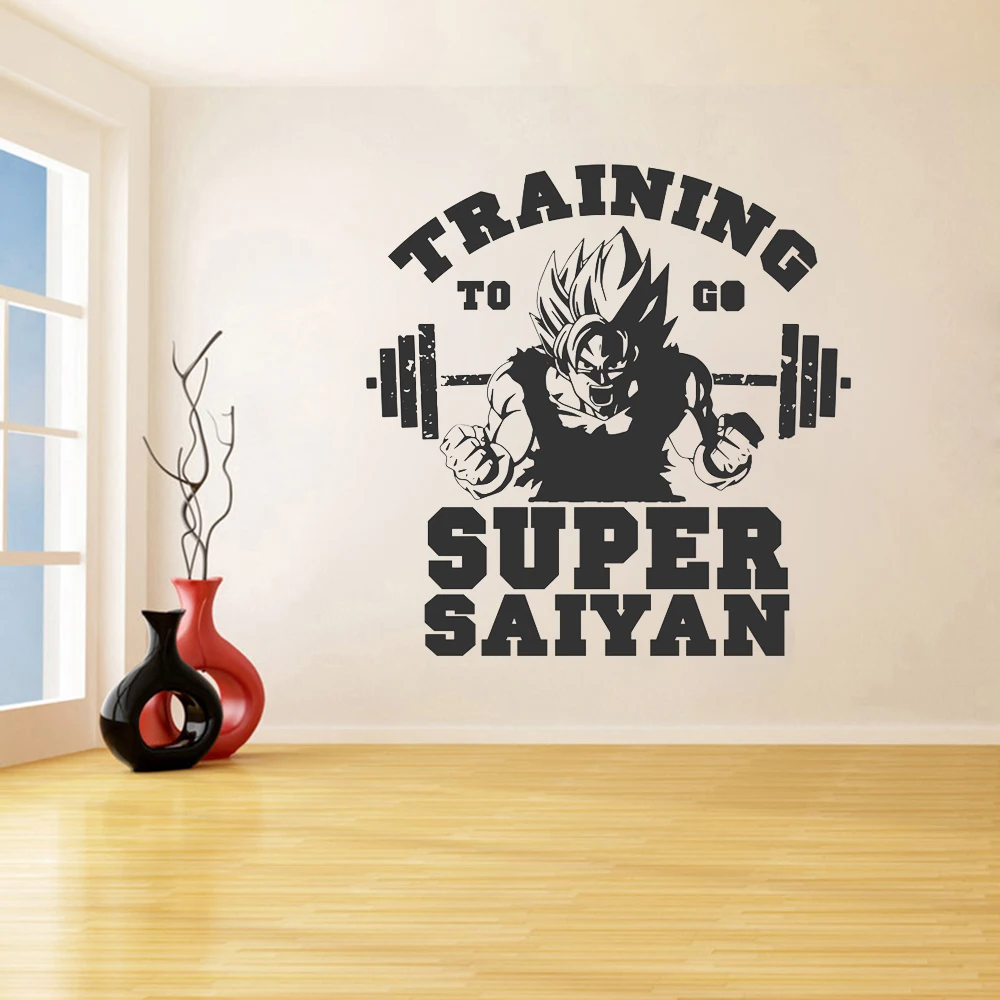 Gym Training Barbell Wall Sticker Fitness Crossfit Exercise Anime Wall Decal for Gym Decor Vinyl Decals A336