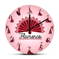 flamenco dancers modern design printed wall clock spanish sevillanas girl red dress dancing home decor silent quartz wall clock