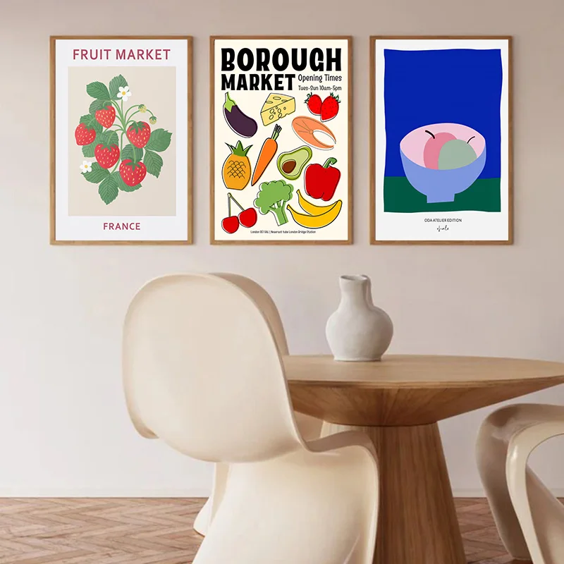 Абстрактный красочный текст с фруктами настенная живопись на холсте