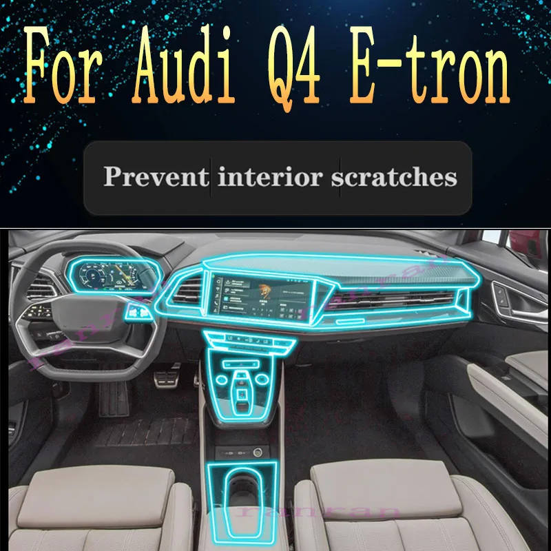 

Car Interior Center console Transparent PPF-TPU For Audi Q4 E-tron 2022-2023 Protective film Anti-scratch Repair film refit