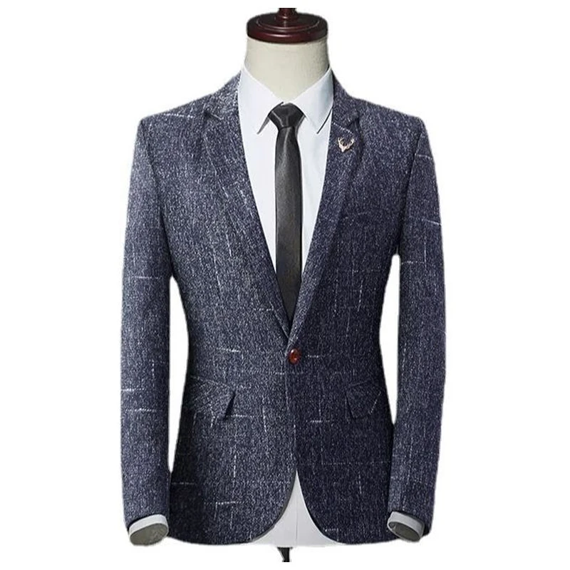 

Men's Plaid Suit Jacket 2021 Spring Autumn Korean Street Male Suit Jacket Casual Business Clothing Men Slim Blazer Masculino