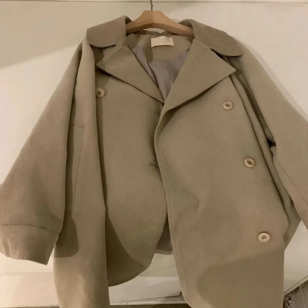 Осень-зима женский винтажный вельветовый длинный свободный плащ куртка