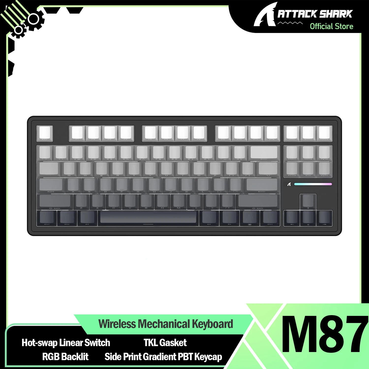 Беспроводная игровая клавиатура ATTACK SHARK M87PRO 75% RGB механическая с прокладкой TKL и