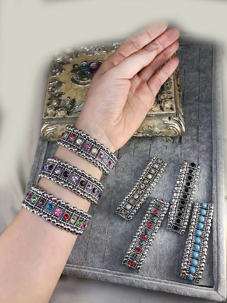 

New Summer Bohemian Fashion Women Elastic Inlaid Color Rhinestone Alloy Bracelet Wholesale