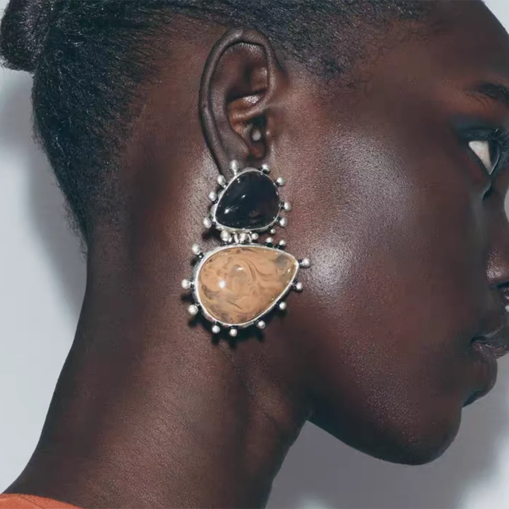 Ковбойские серьги из смолы с камнями