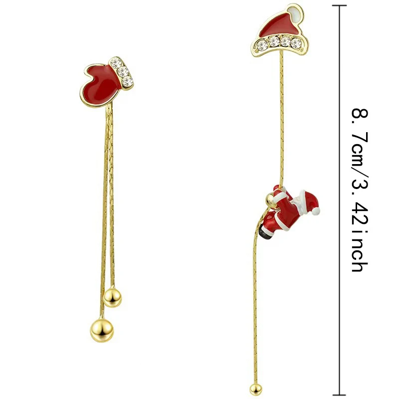 Новый дизайн асимметричные снежинки рождественские ботинки шляпа серьги-капли