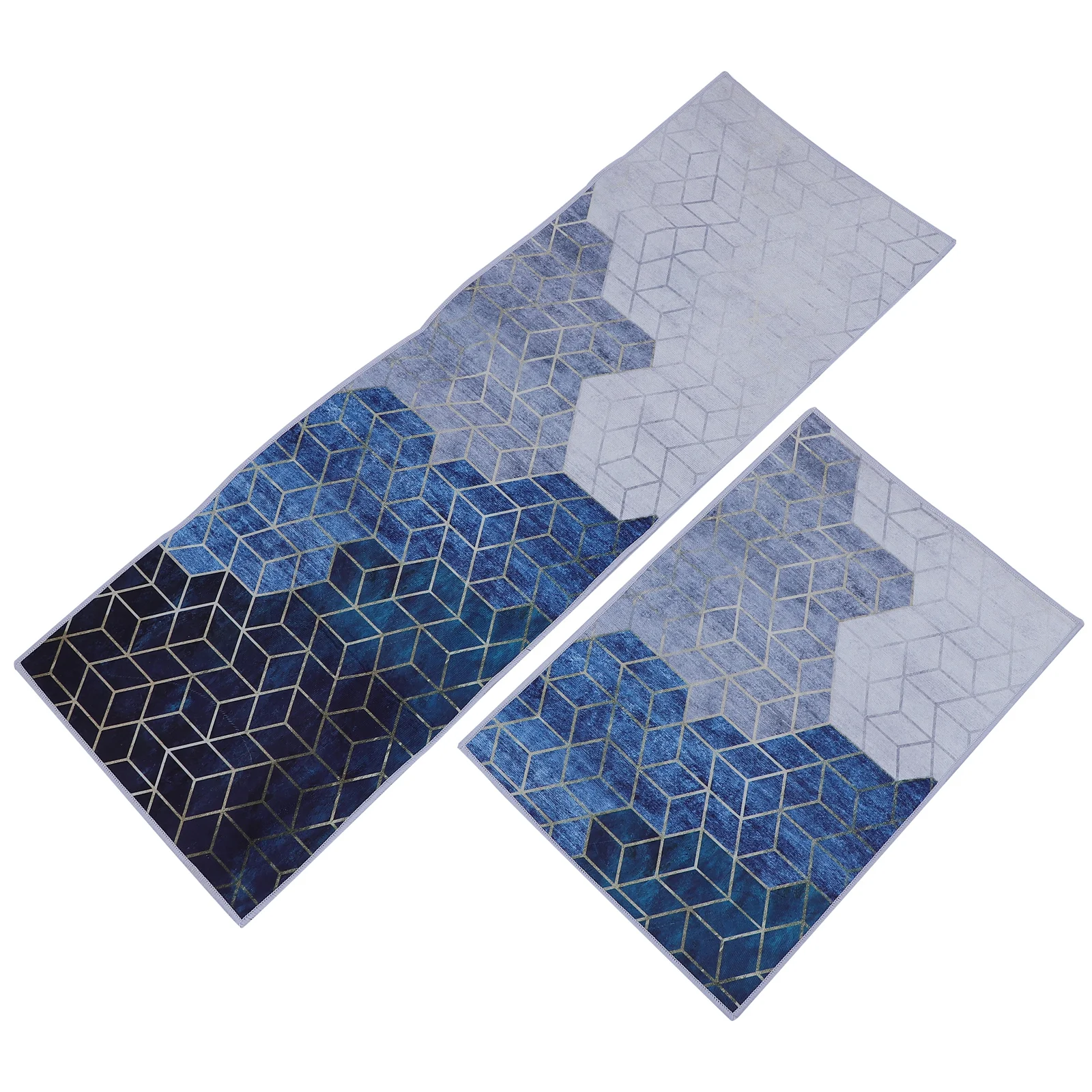 

2pcs Water Absorption Bath Mat Bath Rug Non-slip Floor Mat For Bathroom (Blue)