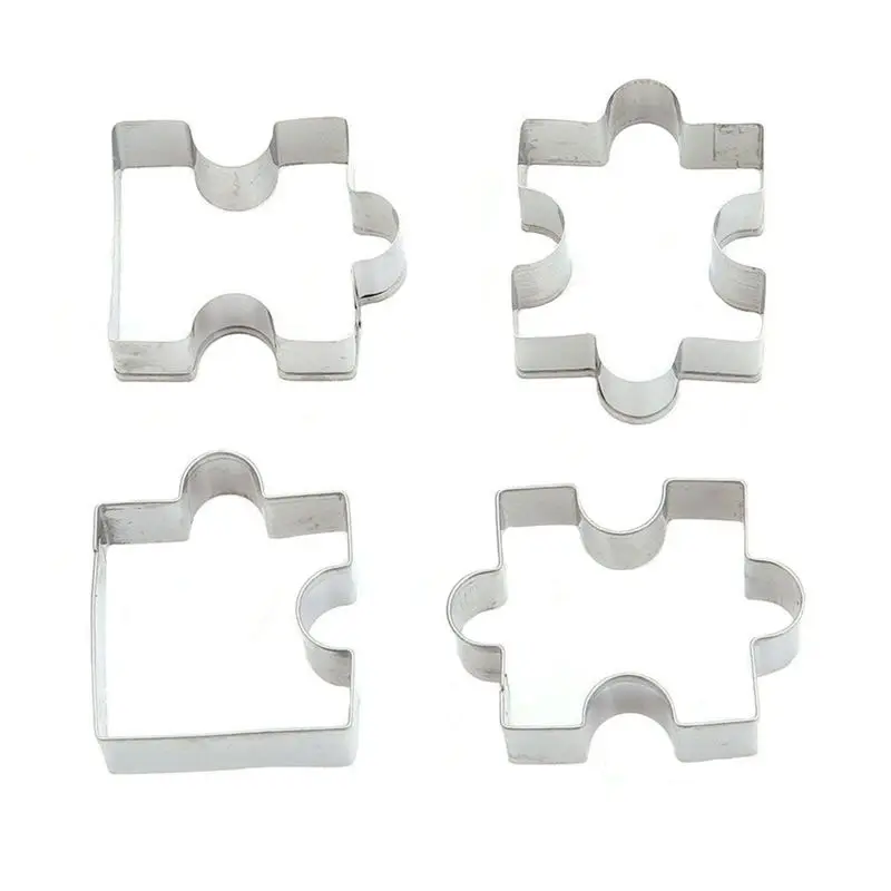 

Stainless Steel Fondant Biscuit Cookie Cutter Cake Pastry Cookie Cutter Puzzle Mold 4 Pcs