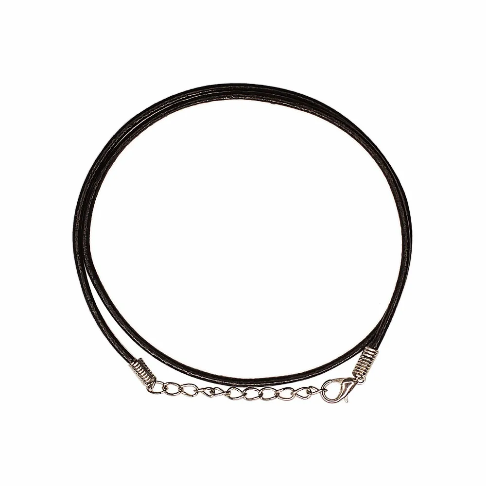 Шнурок &quotГайтан&quot / Круглая натуральная кожа Черный Диаметр 2 мм Длина 47 см + 5